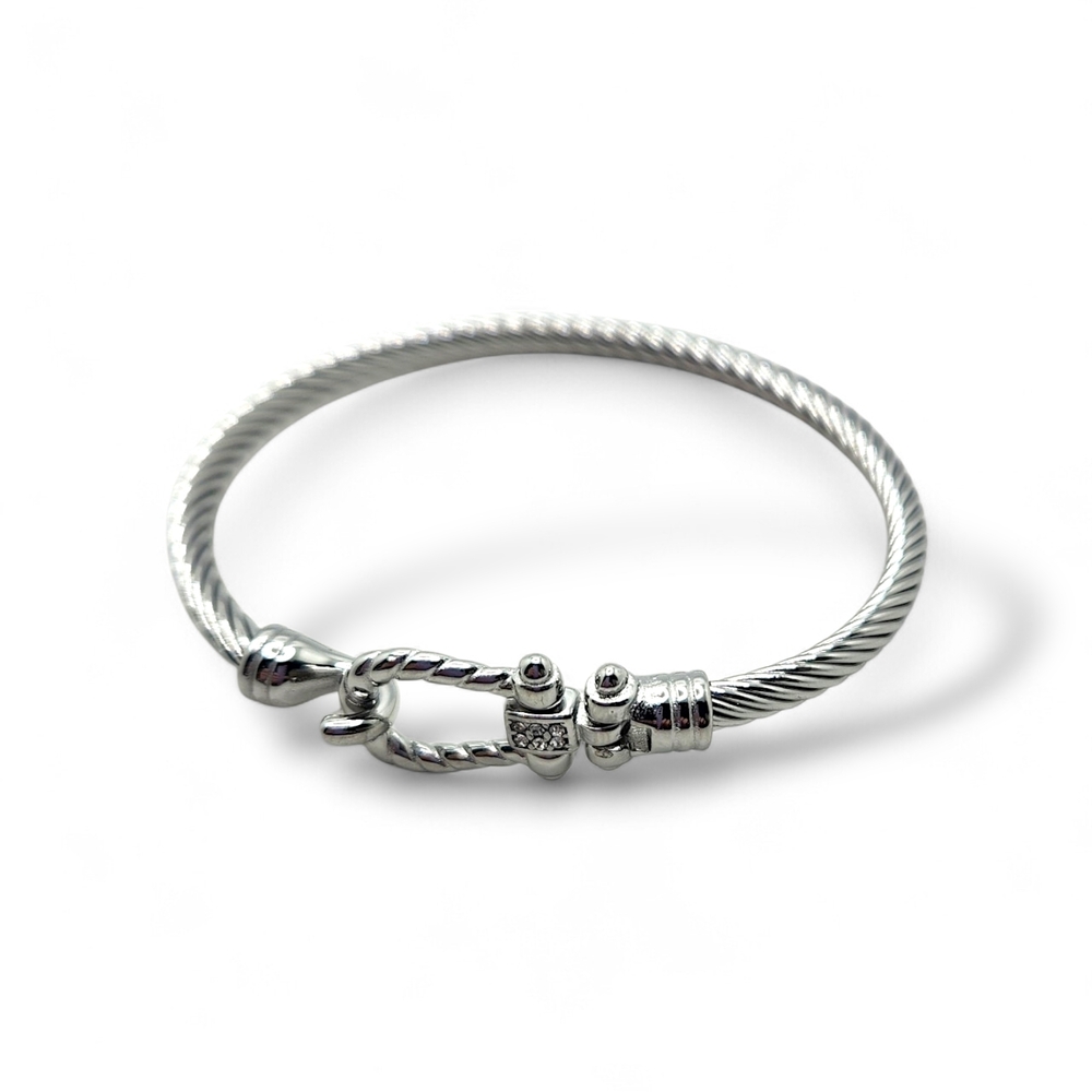 Stainless Steel Cable Twister Bangle Bracelet